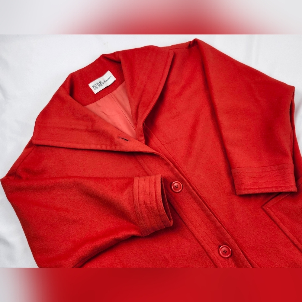 Vintage Bill Blass Signature Neiman Marcus Red Wool Swing Coat Large XL